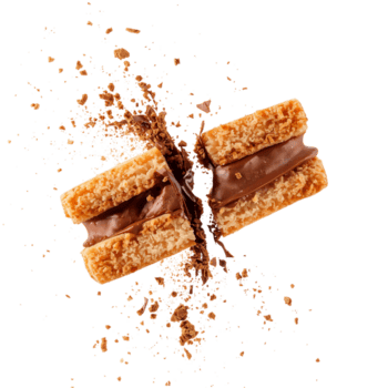 explotando emparedado Galleta un cautivador confitería monitor en un limpiar transparente superficie png