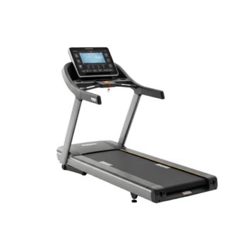 een modern oefening loopband met een digitaal troosten met controles en een hart tarief monitor, geïsoleerd tegen een transparant achtergrond png