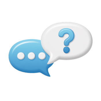 3d rendering of speech bubbles with a question mark, isolated on transparent background, representing communication and information png