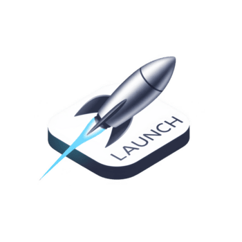 Isometric illustration of a rocket launching from a platform, representing startup, innovation, and technological advancement isolated on transparent background png