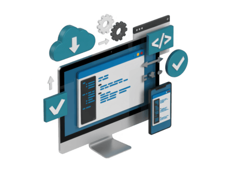 Programas desenvolvimento e codificação em computador com nuvem e Móvel telefone isolado em transparente fundo para tecnologia e Internet png