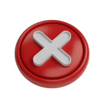 röd korsa mark tecken knapp isolerat på transparent bakgrund, symboliserar annullering, radering, fel, eller avslag i en enkel design png