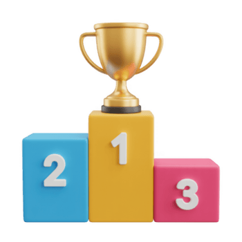 3d interpretazione di un' trofeo su un' podio con numeri 1, 2, e 3 isolato su trasparente sfondo, simboleggiante vittoria e realizzazione png