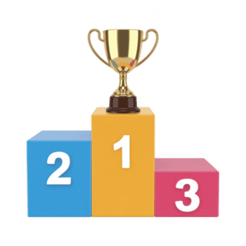 d'oro trofeo su un' podio con numeri 1, 2, e 3 che rappresentano primo, secondo, e terzo posto isolato su trasparente sfondo png