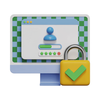 uma 3d Renderização do uma seguro computador sistema com uma cadeado isolado em transparente fundo, garantindo dados proteção e conectados privacidade png