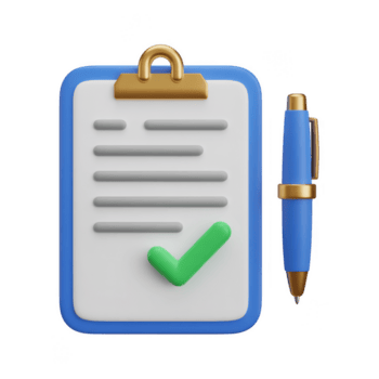 Urklipp med kolla upp mark och penna isolerat på transparent bakgrund, representerar uppgift förvaltning och dokumentera godkännande i företag png