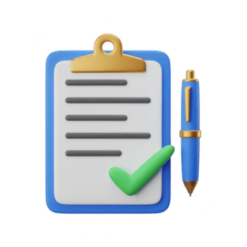 3d Urklipp med checklista, penna och kolla upp mark isolerat på transparent bakgrund, idealisk för illustrerar uppgifter och produktivitet begrepp png