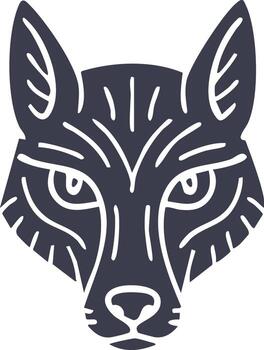 Wolf head emblem with angular markings in grey vector
