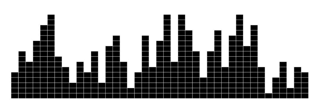 Sound wave radio icon, voice message podcast audio recording. Music waveform pulse, equalizer rhythm symbol. Record level vibration. vector
