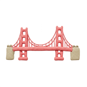 Cartoon Pink Golden Gate Bridge A Whimsical San Francisco Landmark. png
