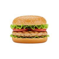 köstlich gegrillt Hähnchen Burger mit frisch Grüner Salat und Tomate transparent Hintergrund png