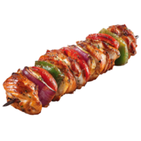 appetitlich gegrillt Hähnchen Kebab mit gemischt Gemüse auf transparent Hintergrund png