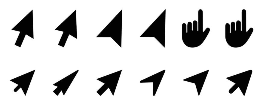 Set of different Cursor arrow with white background. vector