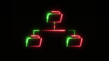 Neon file Sharing Network icon animation isolated on black background video