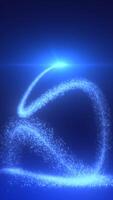 fließend Blau Partikel Wellen Verflechtung auf ein dunkel Hintergrund, glühend leise mit abstrakt Digital Energie video