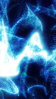 fluente astratto onda di blu e verde raggiante particelle formatura dinamico futuristico forme video
