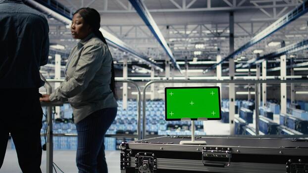 datos centrar eso profesionales cheque ai tablero utilizando aislado pantalla tableta. servidor habitación desarrolladores prueba artificial inteligencia herramientas en croma llave dispositivo a garantizar de confianza actuación, cámara un foto