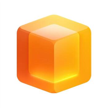 An orange cube with a light shining through it photo