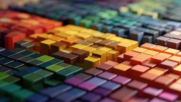 A close up of a colorful set of blocks photo