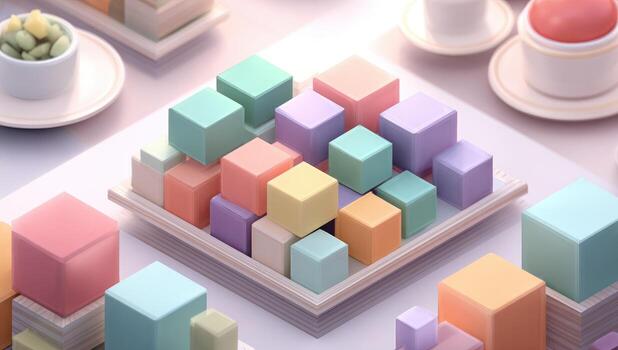 A colorful set of cubes on a table photo