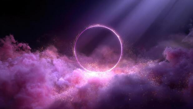 A circle of light in the clouds photo