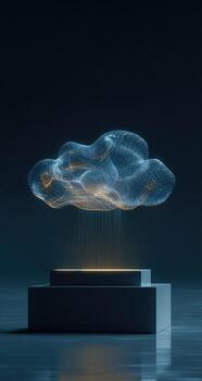 Cloud computing concept with a cloud on top of a pedestal photo