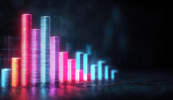 A bar graph with colorful bars on it photo