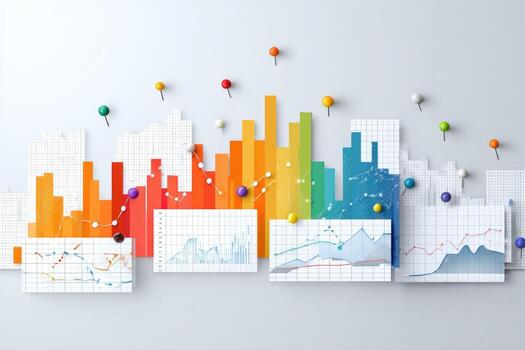 Business charts and graphs on a white background photo