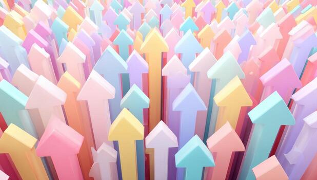 Many colorful arrows are arranged in a row photo