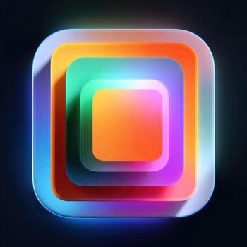 A colorful square app icon with a glowing light photo