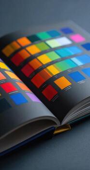 A book with a colorful palette of colors photo
