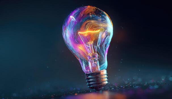 A light bulb with glowing light inside photo