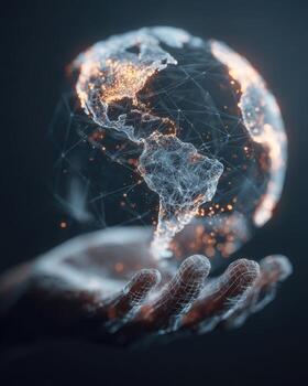 World map in hand concept photo