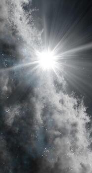 The sun shines through the clouds in this image photo