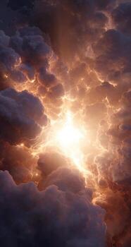 A bright light shining through the clouds photo