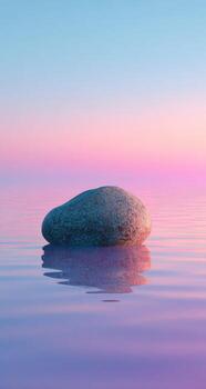A stone is floating in the water at sunset photo