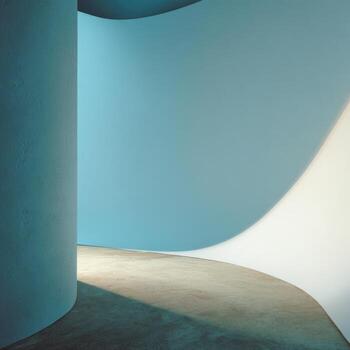 A blue wall with a light coming through it photo