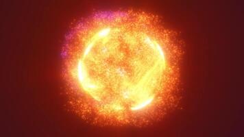 exploderande lysande partiklar formning en eldig klot video