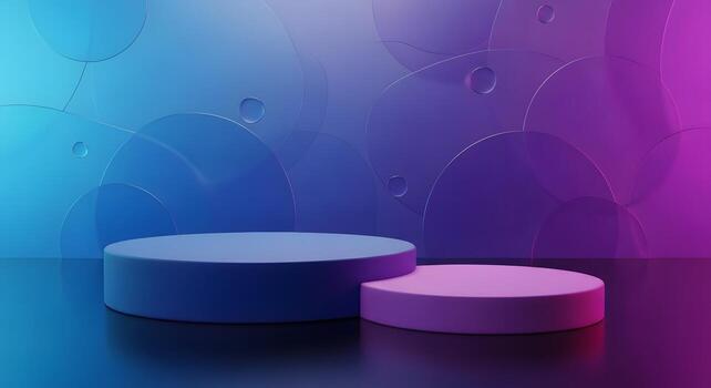 Vibrant Gradient Background with Display Platforms for Product Showcase photo