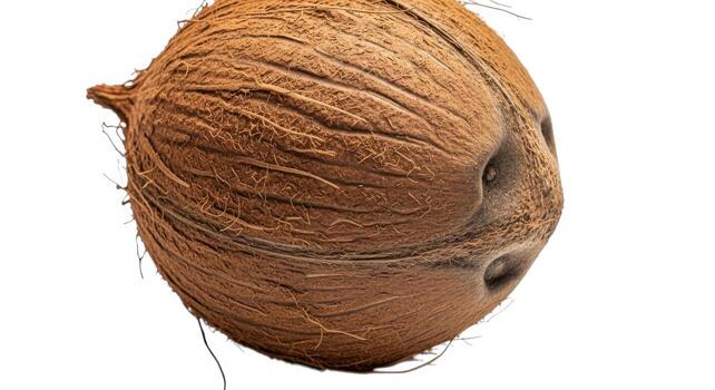 Closeup of a coconut isolated on white background photo