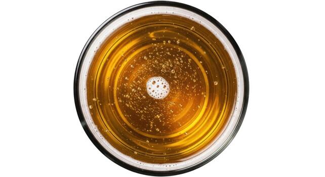 Top view of beer glass isolated on white background photo