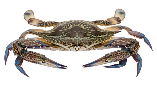 Blue crab with claws isolated on white background photo