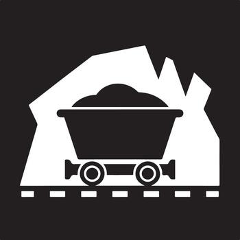 Silhouette of a mining cart filled with ore isolated on white background vector