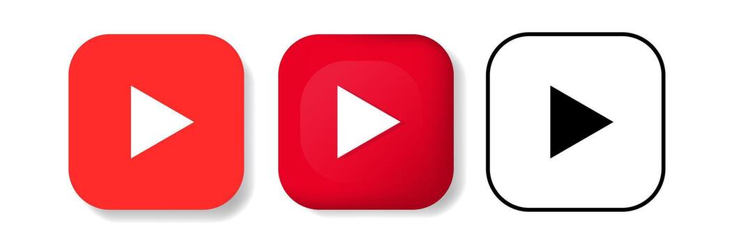 YouTube icon set in different styles vector