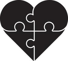 rompecabezas pedazo transformando dentro corazón silueta logo, conexión unidad amor caridad concepto, minimalista Arte ilustración vector