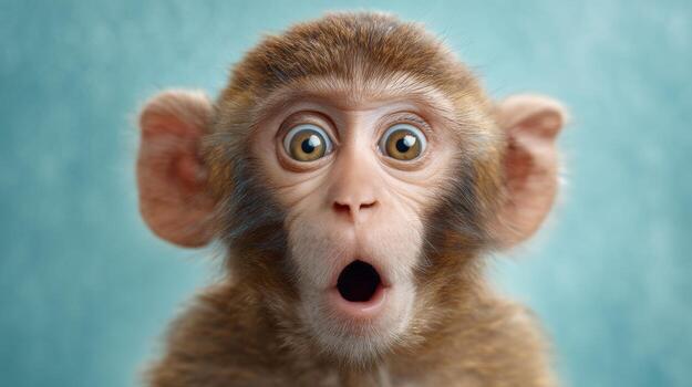 surprised monkey with whimsical, animal, adorable photo