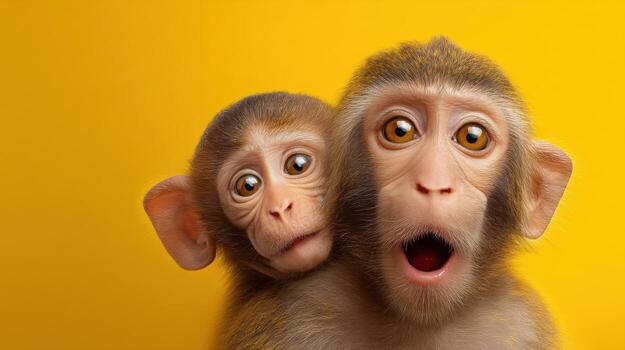 surprised monkey with monkey, bright, humor photo