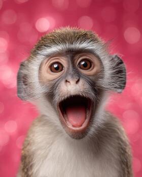 surprised monkey with entertainment, quirky, cute photo