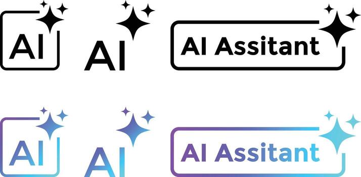 AI Assistant button. Rewrite prompt pushbutton. abstract glowing button. Machine learning text generator vector