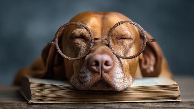 Smart dog sleeping with study, canino, cognition photo